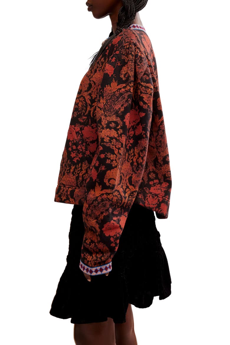Contrast Trim Button-Up Jacket, Alternate, color, BLEACHED COMBO