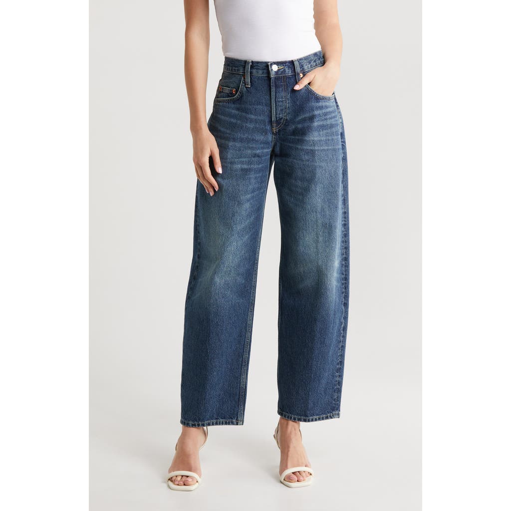 Re/done Tapered Wide Leg Jeans In Whiskey Indigo