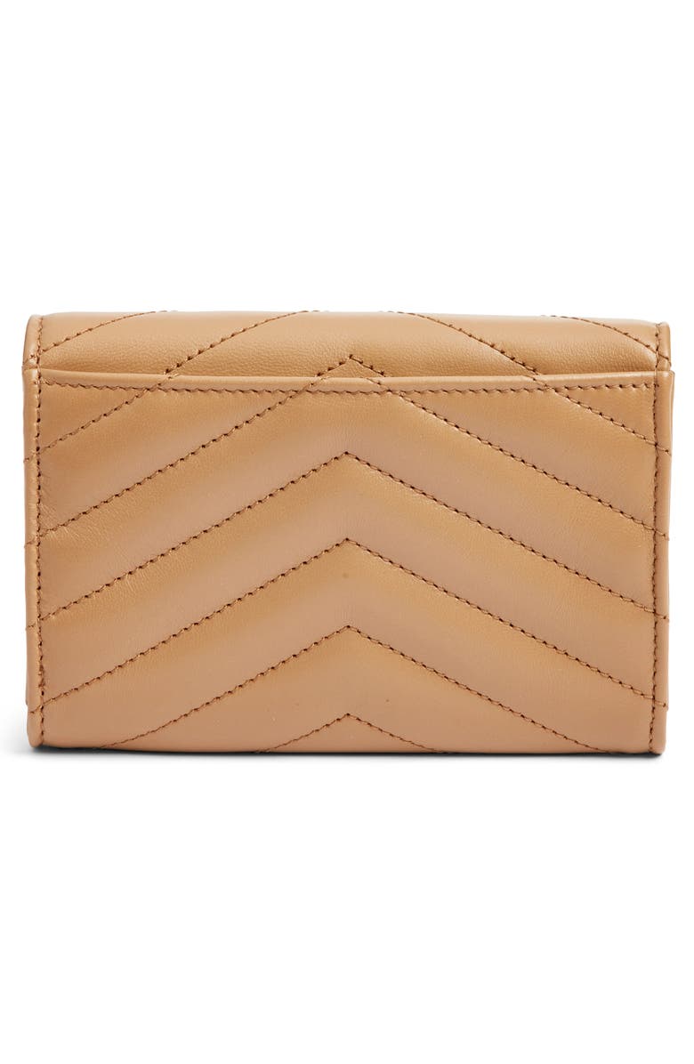Saint Laurent Small Matelassé Leather Envelope Wallet, Alternate, color, Natural Tan