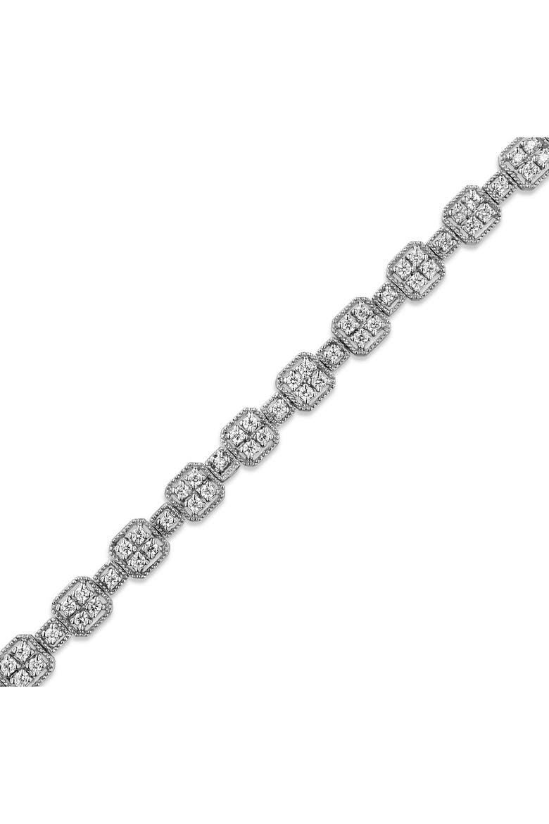 10K White Gold 2.0 Cttw Diamond Square Link Bracelet, Alternate, color, White