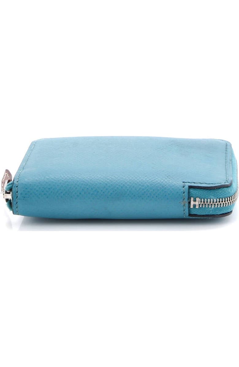 Pre-Owned Hermes Azap Zip Around Wallet Silk'in Epsom Compact, Alternate, color, Bleu Paon