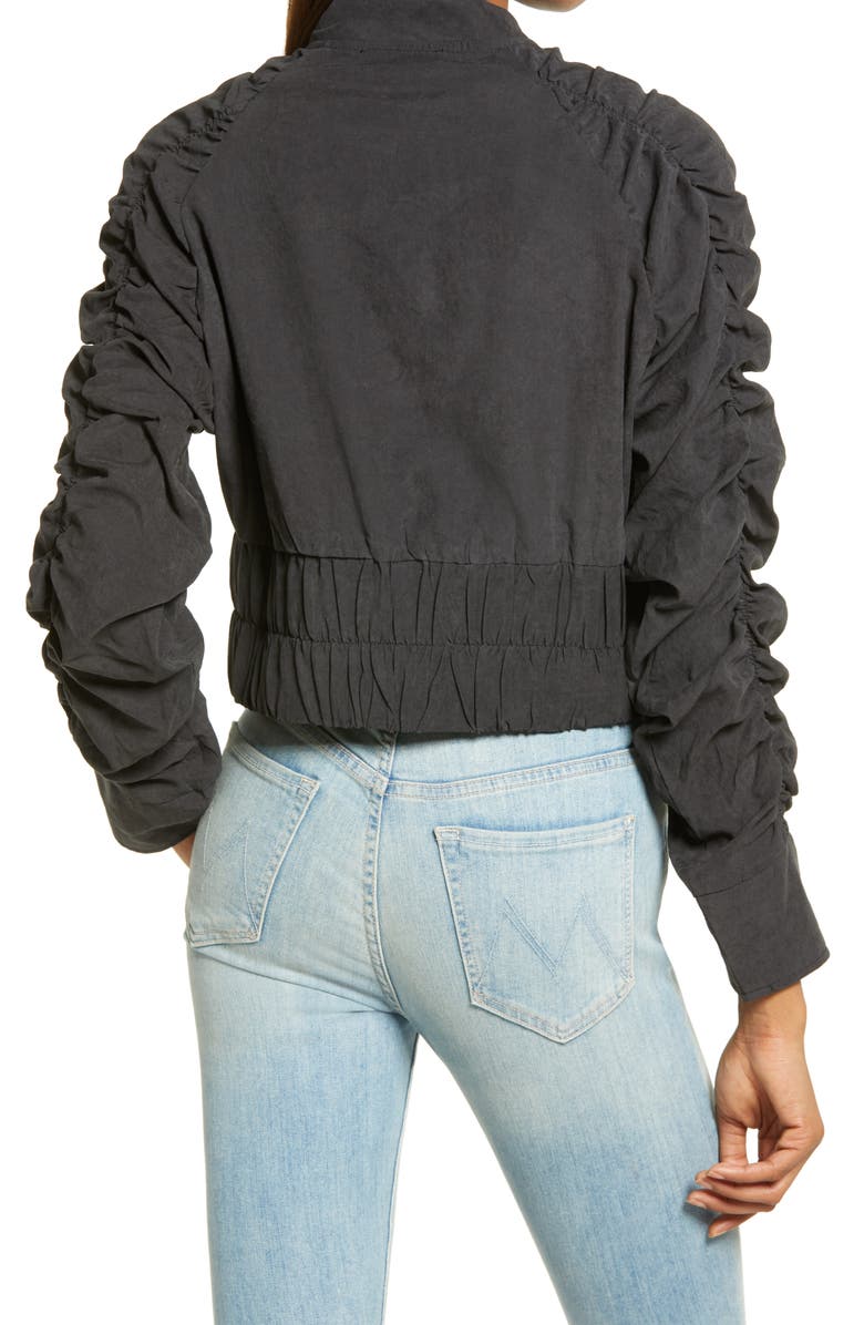 Amy Lynn Ruched Sleeve Crop Bomber Jacket, Alternate, color,
