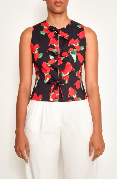 Cliff Tie Dye Cotton Tie Front Top