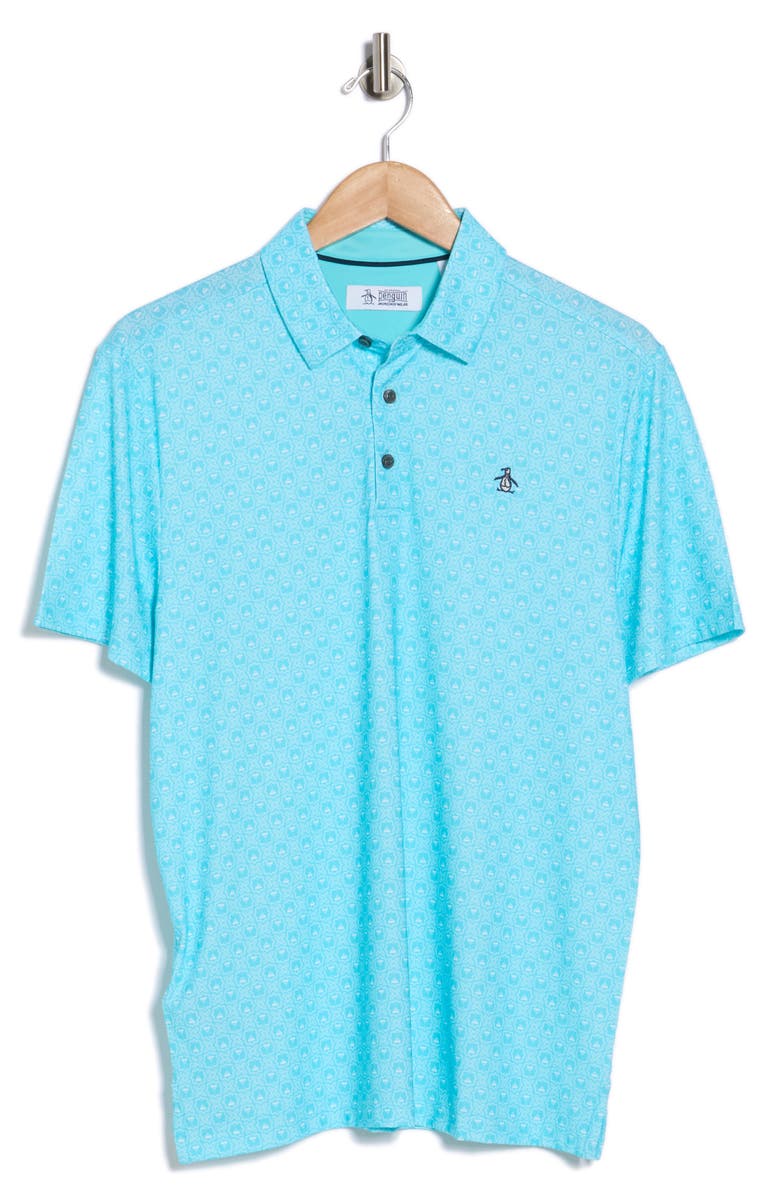 Original Penguin Tini Geo Print Polo, Alternate, color, Blue Radiance