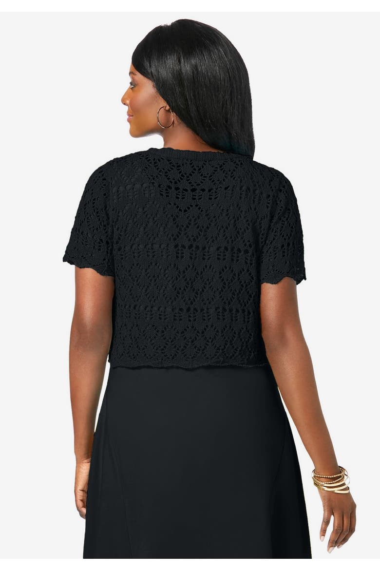 Crochet Shrug, Alternate, color, BLACK