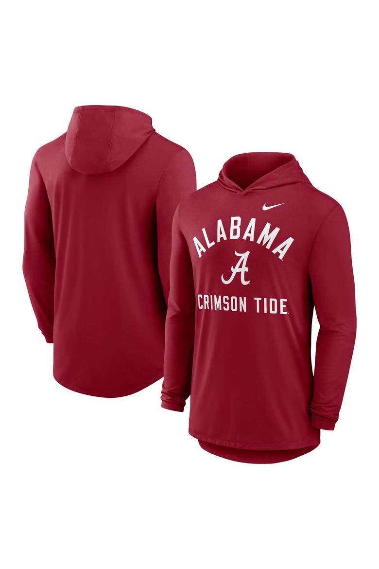 Men's Nike Crimson Alabama Crimson Tide Classic Arch Tri-Blend Performance Long Sleeve Hoodie T-Shirt, Main, color, Crimson