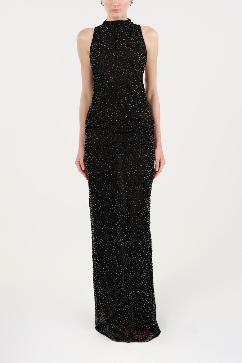 Stone-Embellished Maxi Dress, Alternate, color, Black