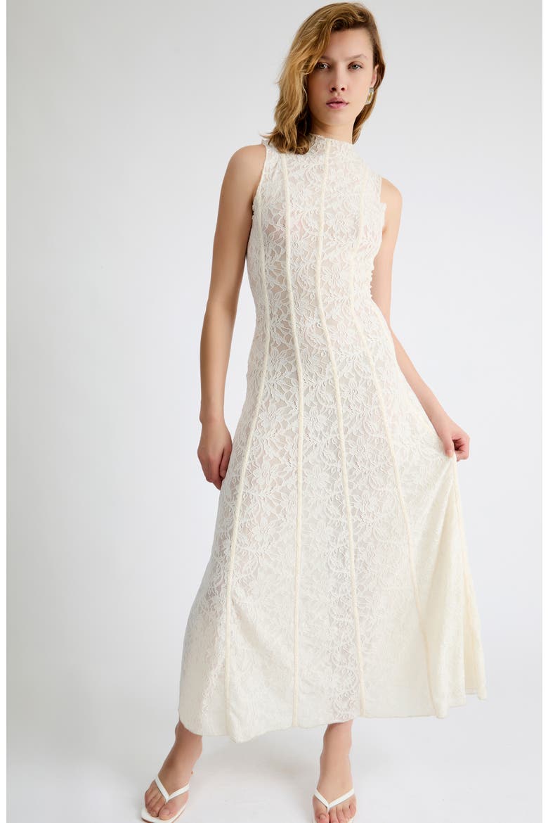 Heidi Stretch Lace Sleeveless Maxi Dress, Alternate, color, WHITE