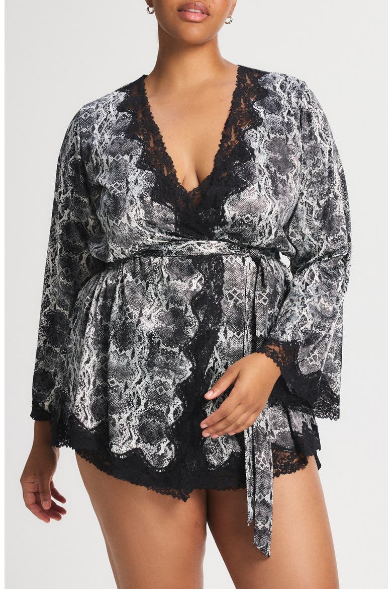 Satin Secrets Sleep Short Robe, Alternate, color, WHITE WINE NIOR VIPOR PRINT