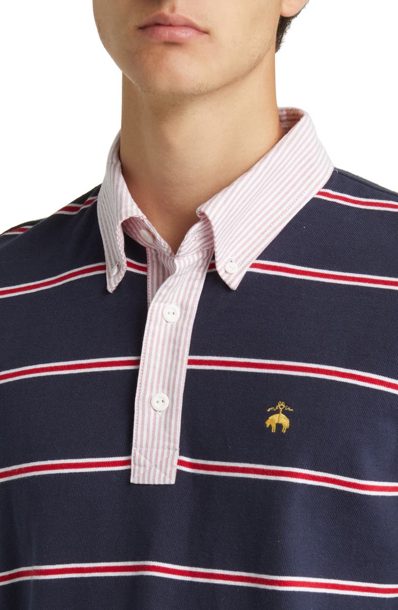 Brooks Brothers Stripe Button-Down Cotton Rugby Shirt, Alternate, color, 