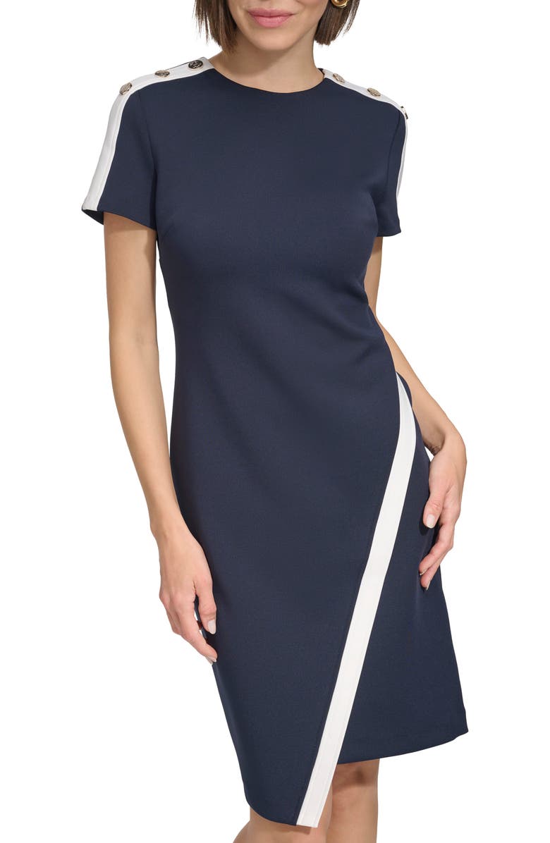 Tommy Hilfiger Short Sleeve Scuba Knit Sheath Dress, Main, color, 