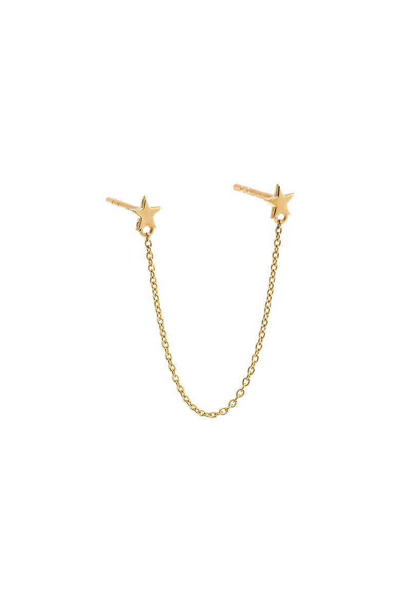 Solid Double Star Chain Stud Earring 14K, Main, color, 14K Gold