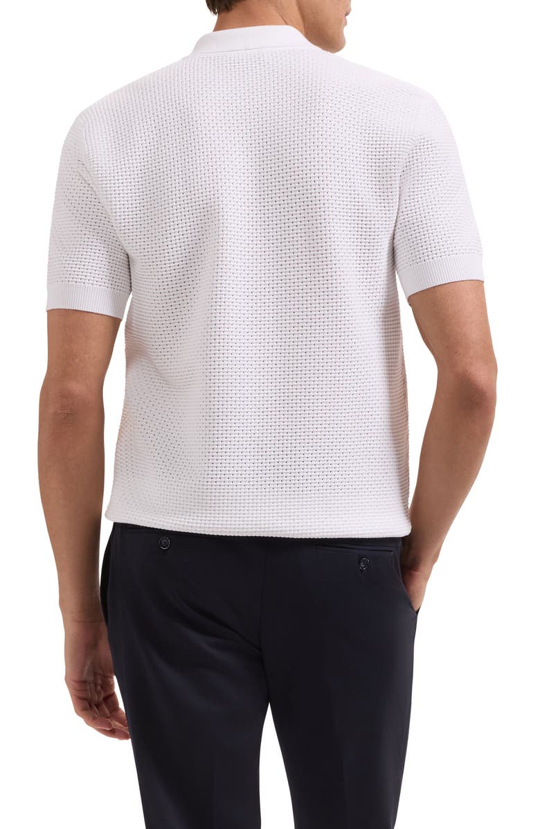 Bugatchi Open Stitch Polo Sweater, Alternate, color, Chalk