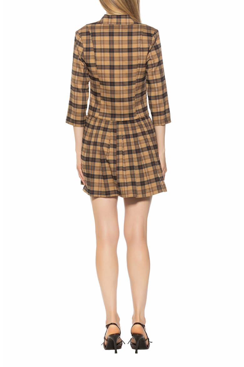Jacki Plaid 3/4 Sleeve Blazer Dress, Alternate, color, TAN PLAID