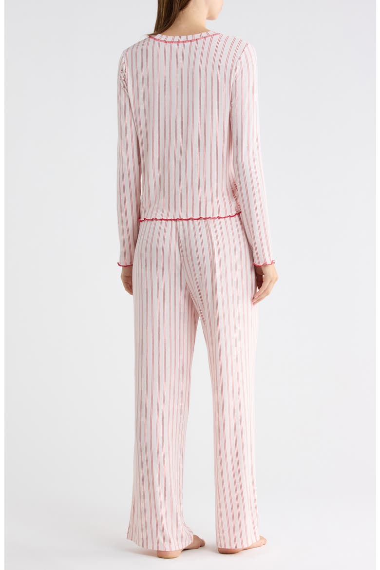 Laid Back Long Henley Pajamas, Alternate, color, SOFT PINK STRIPE