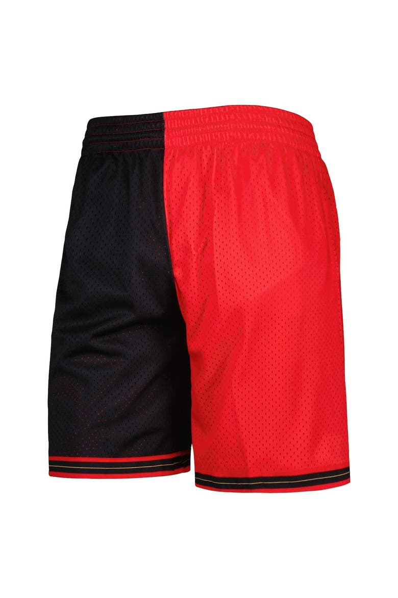 Men's Mitchell & Ness Black/Red Philadelphia 76ers Hardwood Classics 2000 Split Swingman Shorts, Alternate, color, Black
