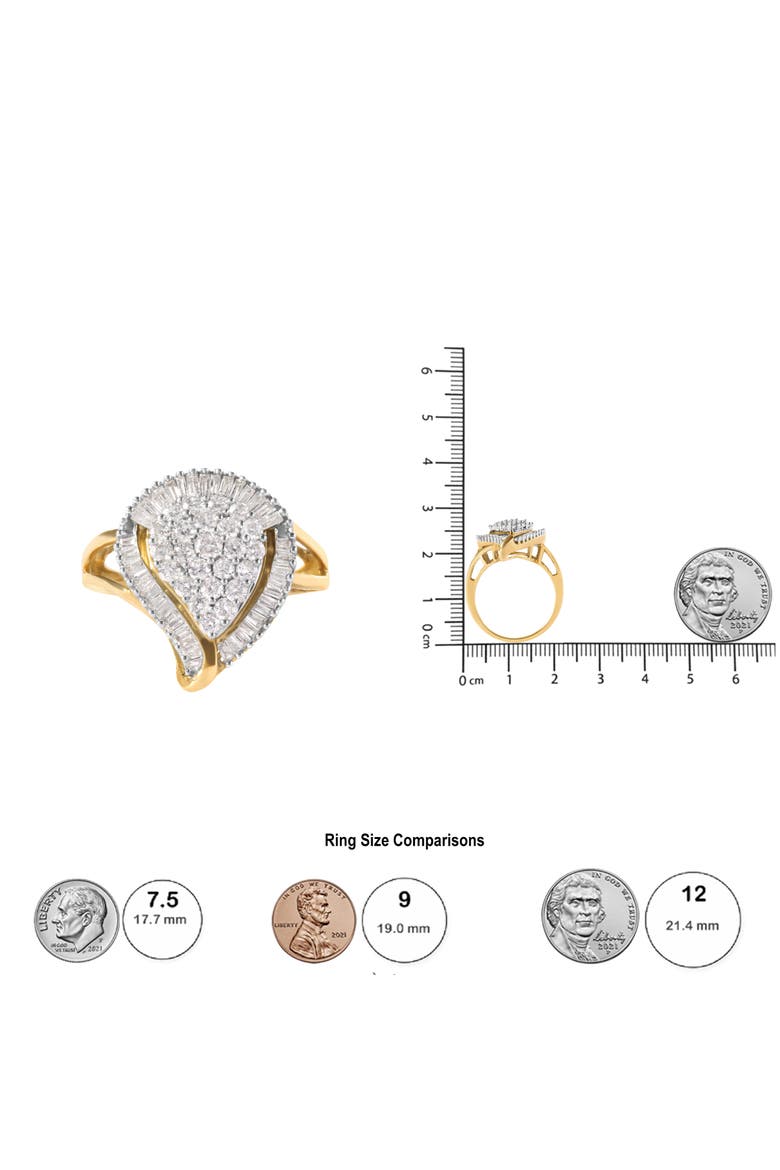 10K Yellow Gold 1 Cttw Diamond Ballerina Cluster Ring, Alternate, color, Yellow