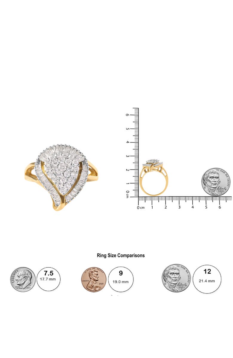 Haus of Brilliance 10K Yellow Gold 1 Cttw Diamond Ballerina Cluster Ring, Alternate, color, Yellow