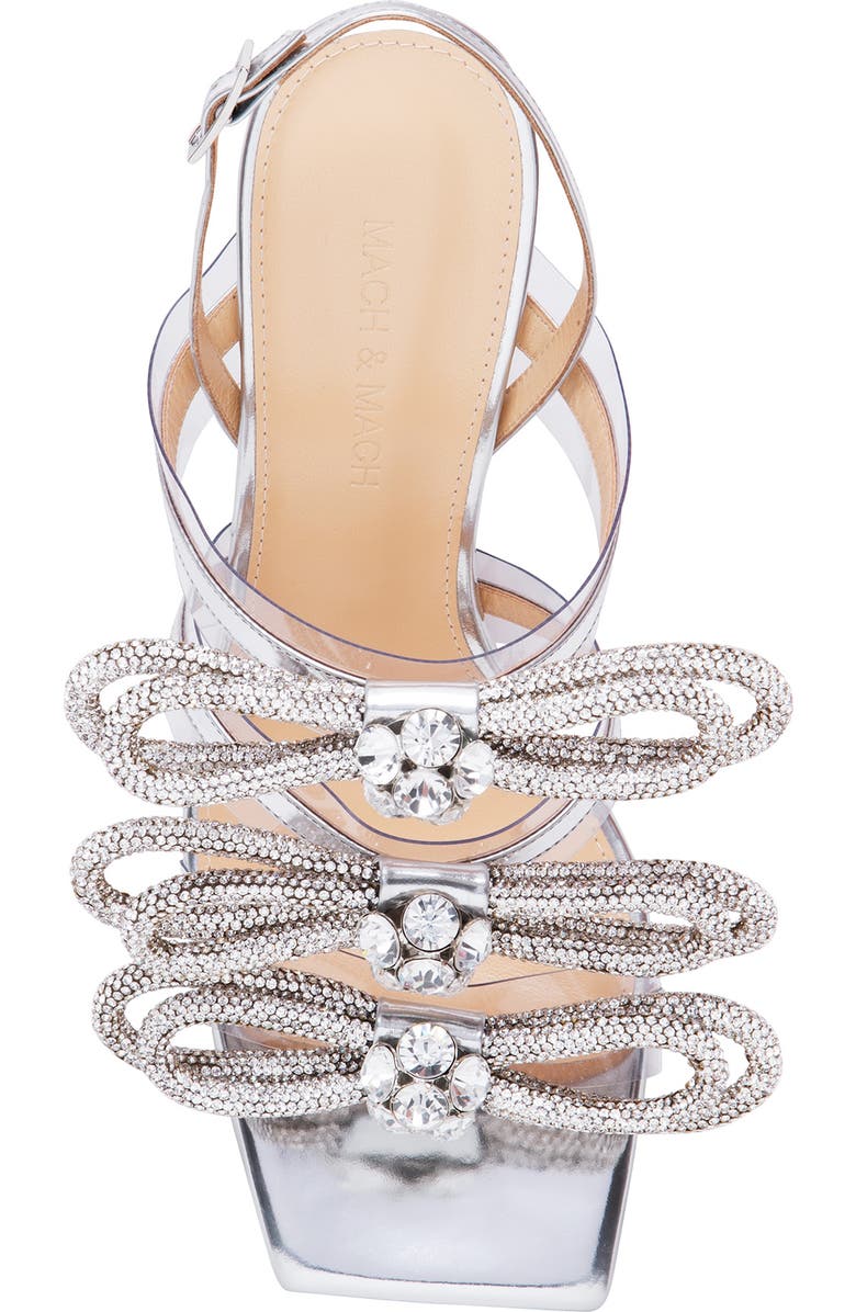 Mach & Mach Crystal Triple Bow Square Toe Slingback Sandal, Alternate, color,