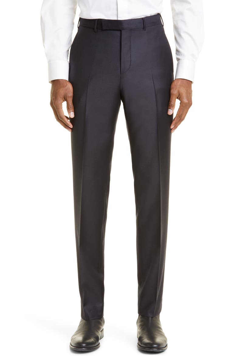 Slim Fit Wool Pants, Main, color, NVY SOLID