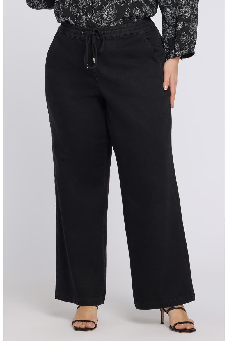 Relaxed Drawstring Wide Leg Jeans, Main, color, WASHED BLACK