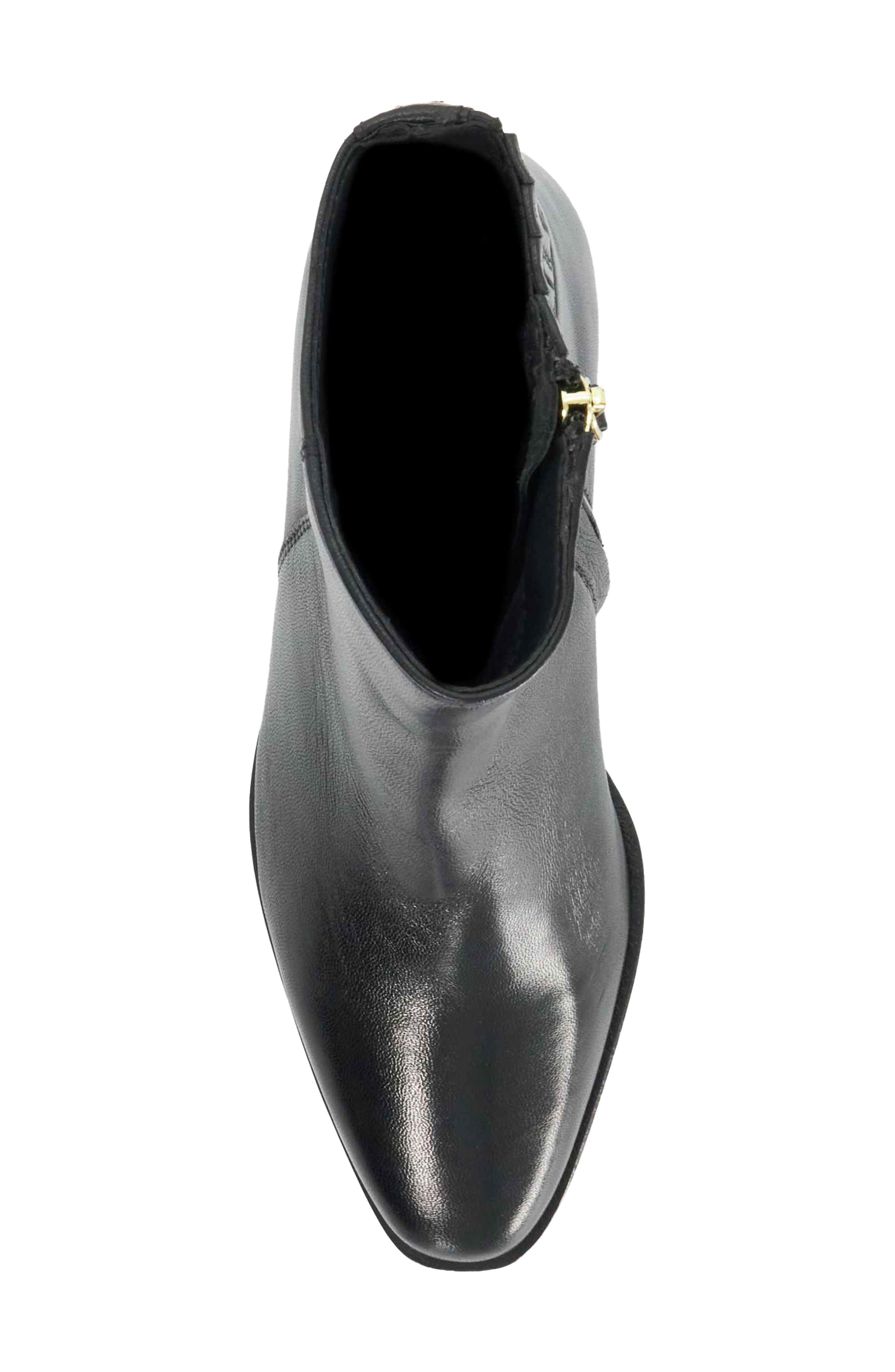 Purl Leather Bootie, Alternate, color, BLACK