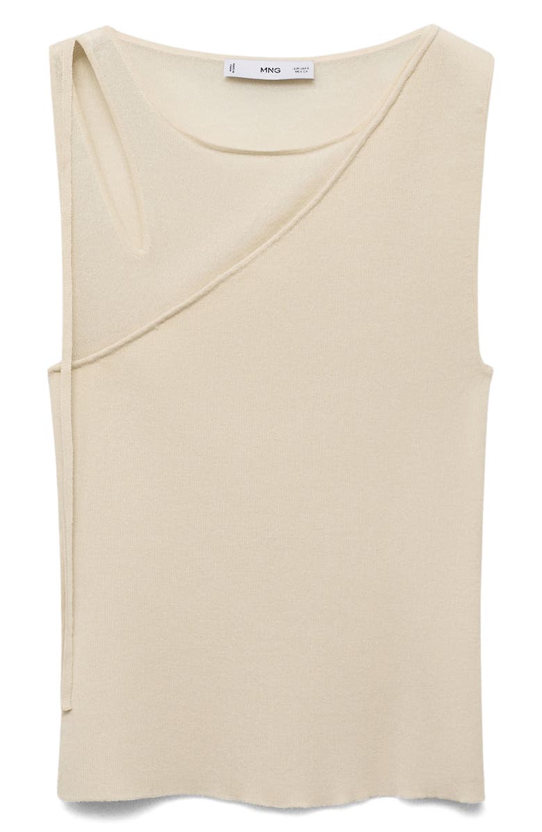 MANGO Cutout Crossover Knit Top, Main, color, Ecru
