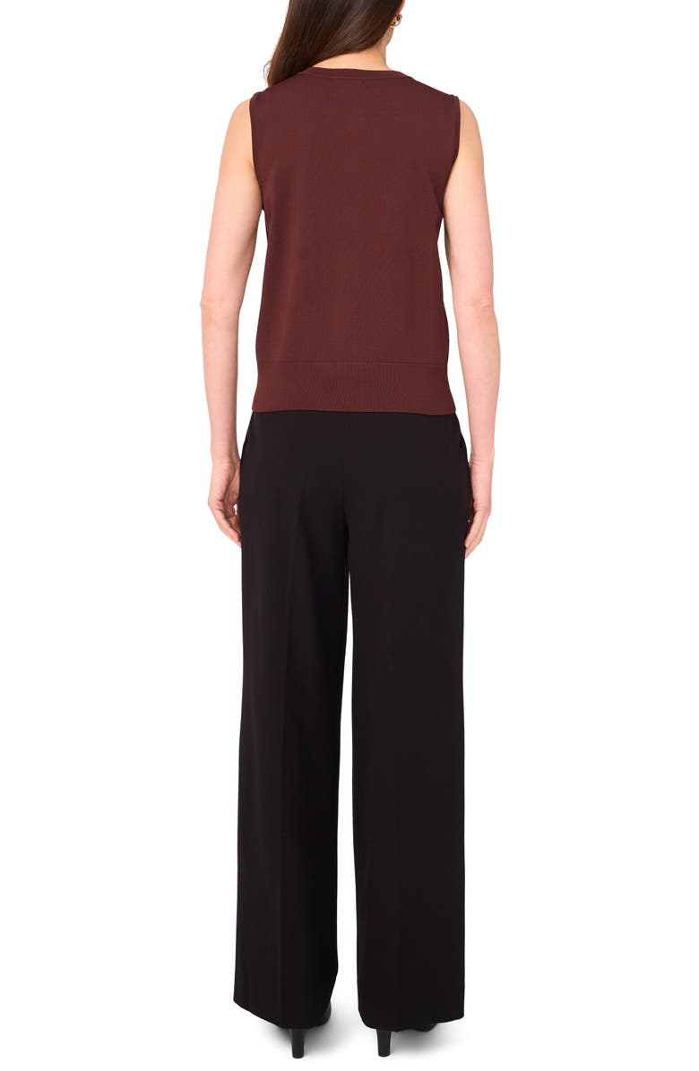 Vince Camuto Crewneck Button-Up Sweater Vest, Alternate, color, Rich Chocolate