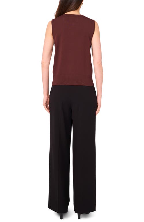 Vince Camuto Crewneck Button-up Sweater Vest In Brown