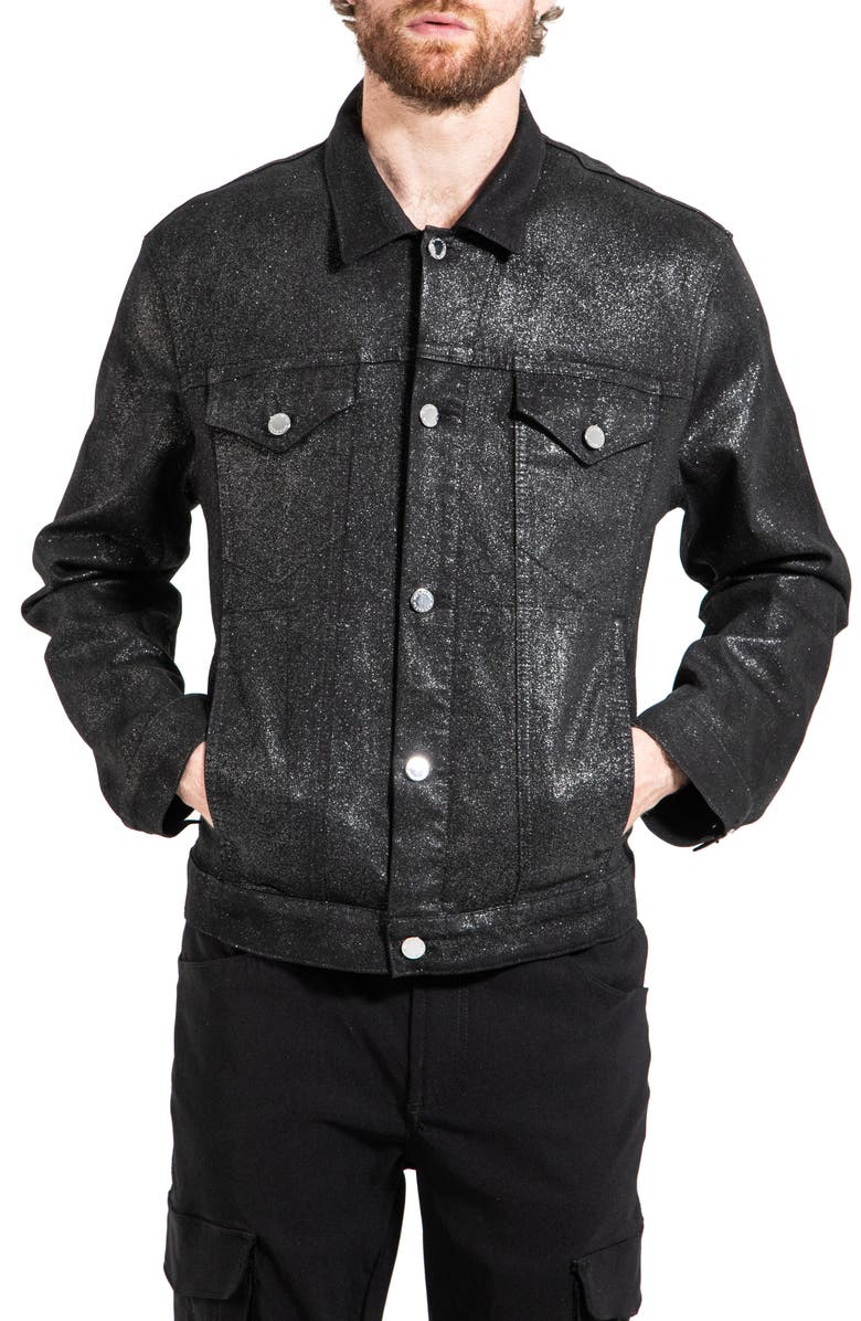 Monfrère Skyfall Glitter Denim Jacket, Main, color, 
