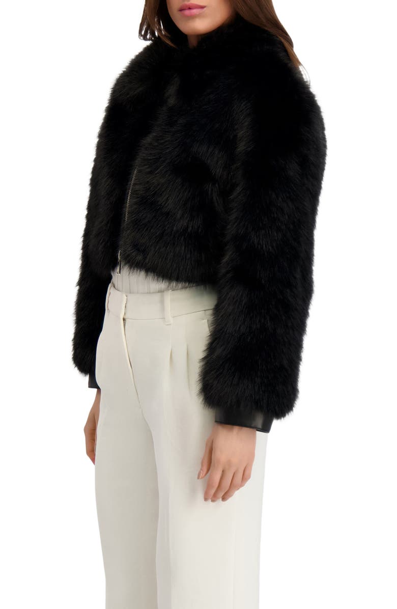 Lyla Grant Fur-Free Fox (Faux Fur) Zip Bolero, Alternate, color, Black/Black