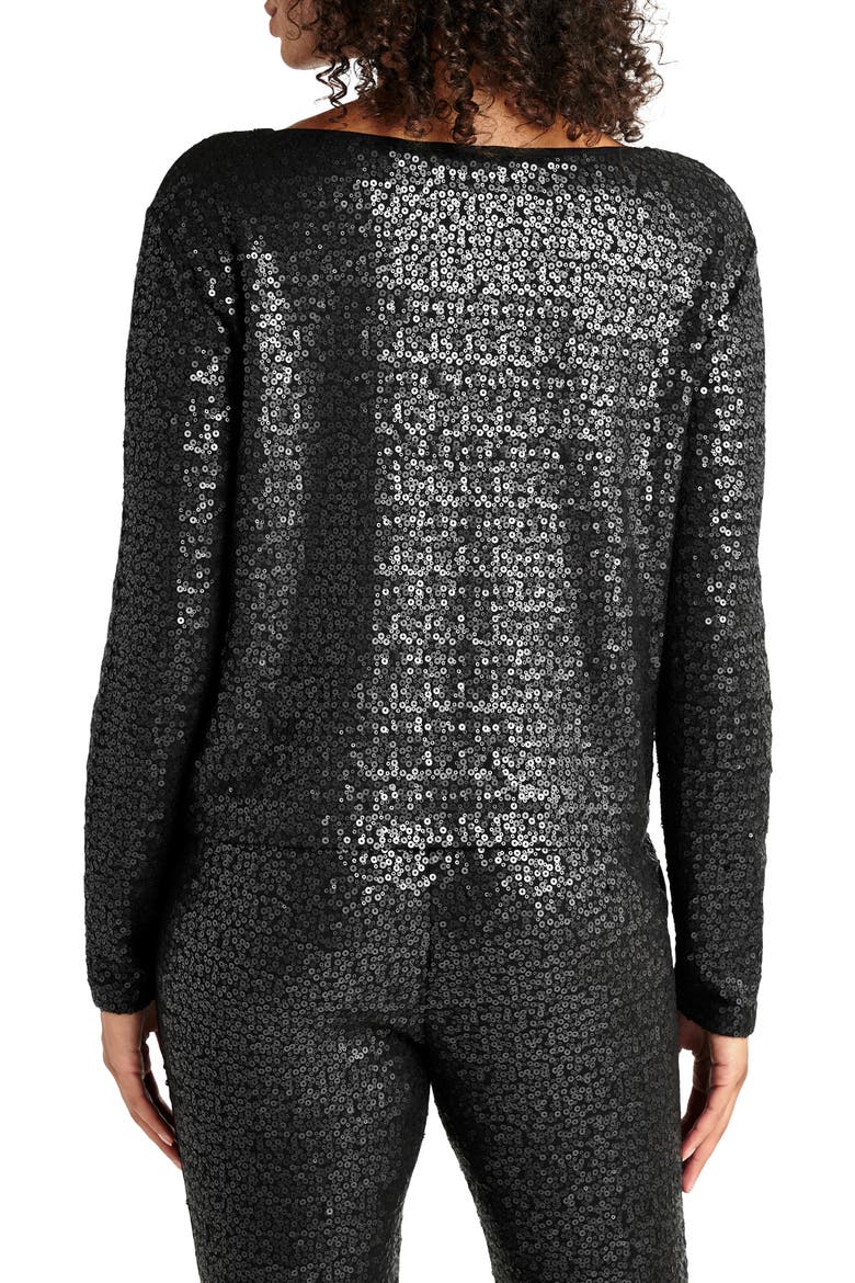 Tavi Sequin Long Sleeve Top, Alternate, color, BLACK
