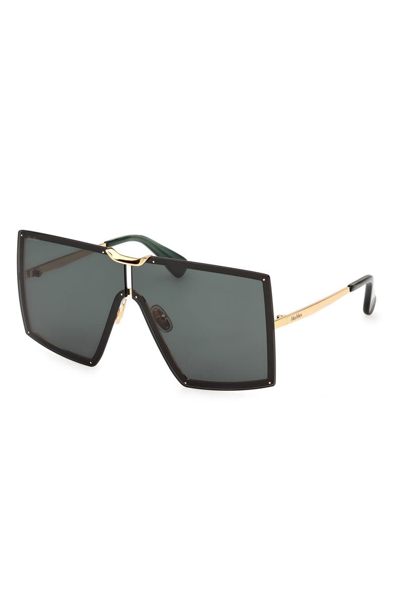 Max Mara 69mm Shield Sunglasses, Alternate, color, Gold/ Strpd Emerald / Emerald