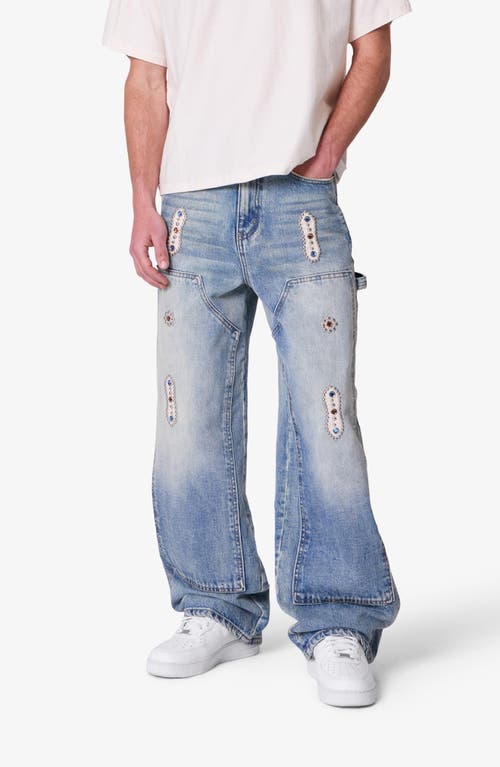Mnml Western Jewel Baggy Carpenter Jeans In Blue