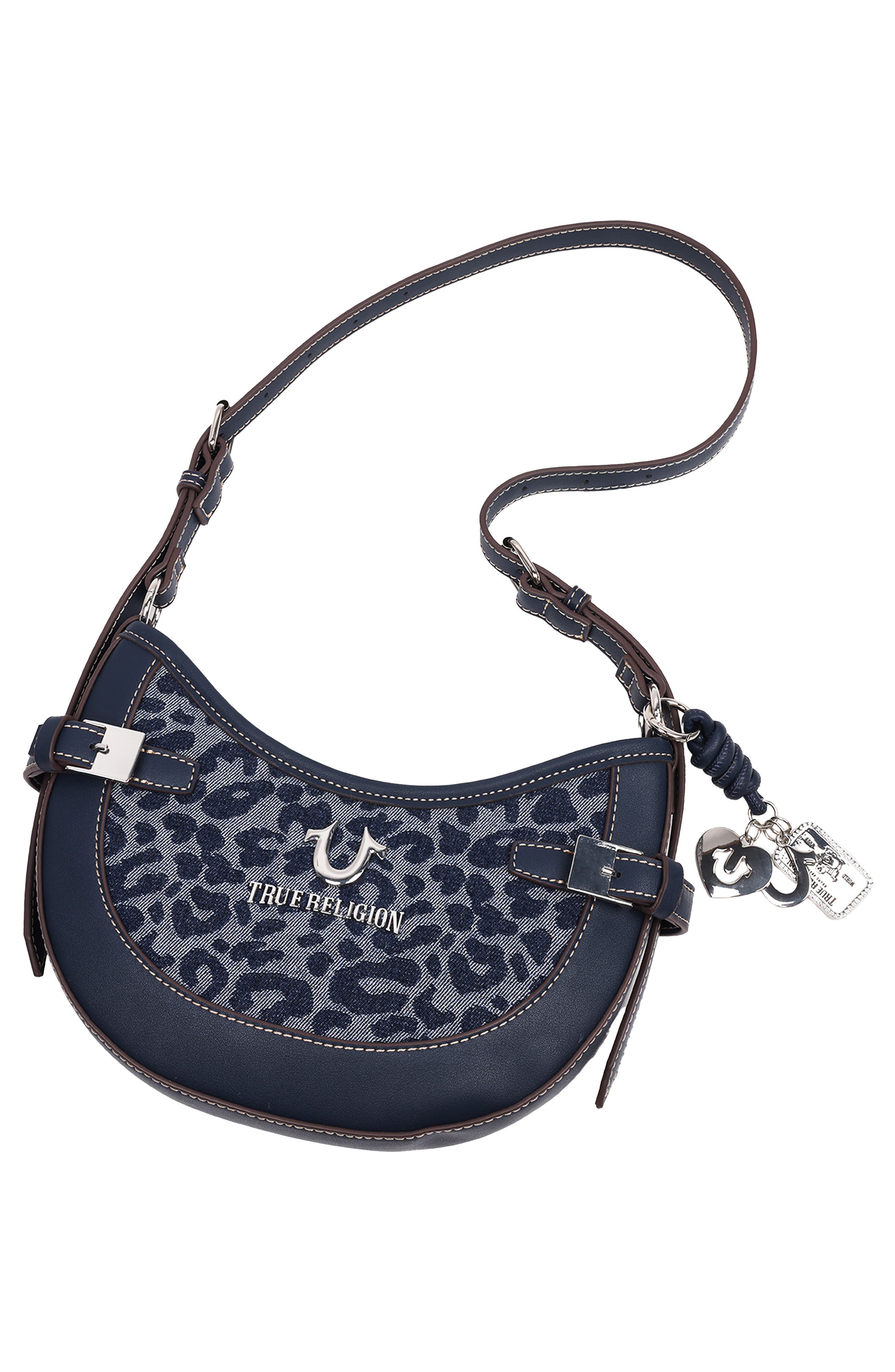 True Religion Blake Leopard Crescent Bag, Alternate, color, 