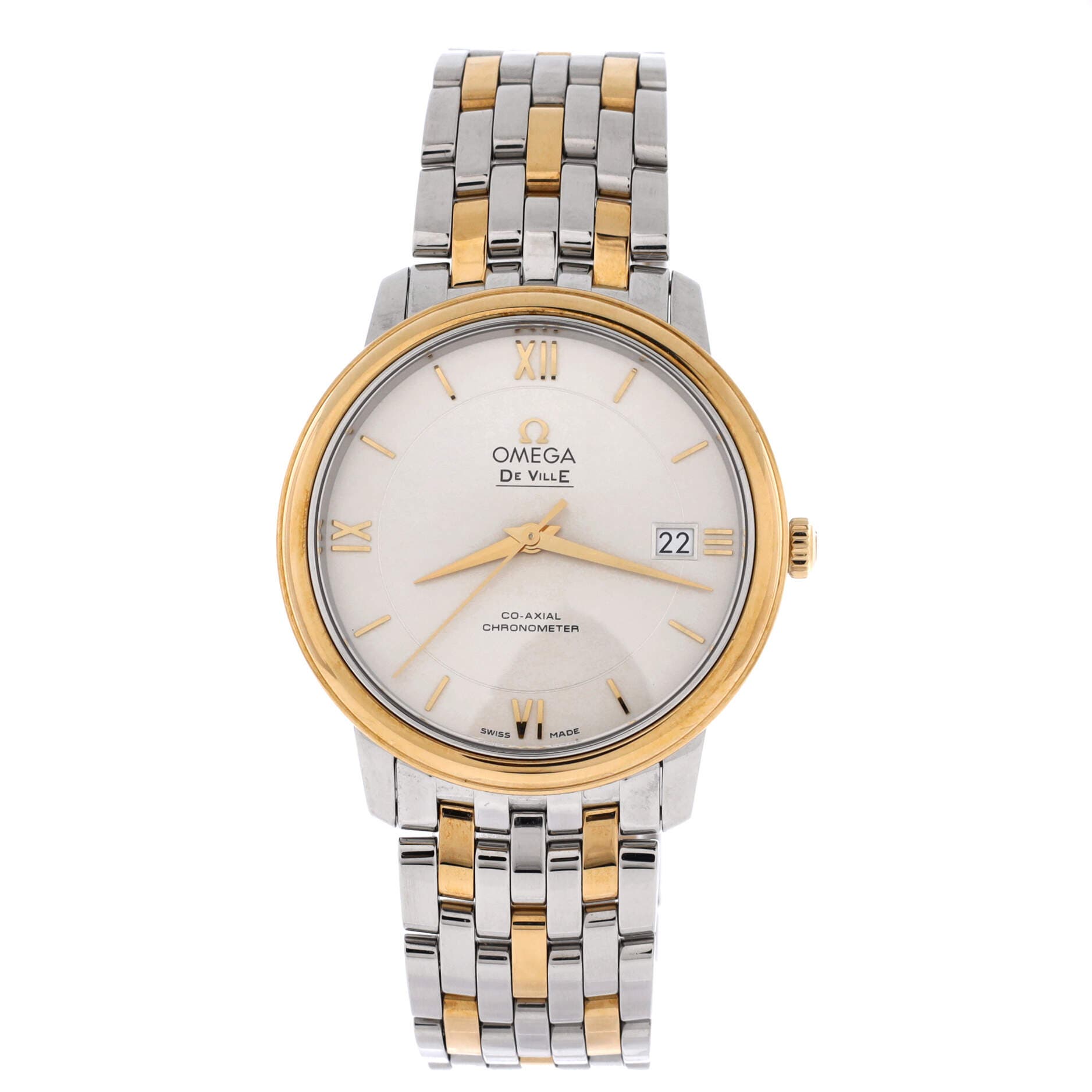 De Ville Prestige Co-Axial Chronometer Automatic Watch Stainless Steel and Yellow Gold 37, Main, color, Metallic Silver