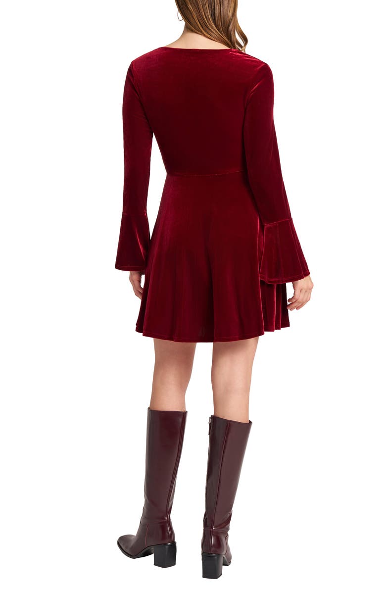 matty m. Surplice Neck Bell Sleeve Velvet Dress, Alternate, color, 