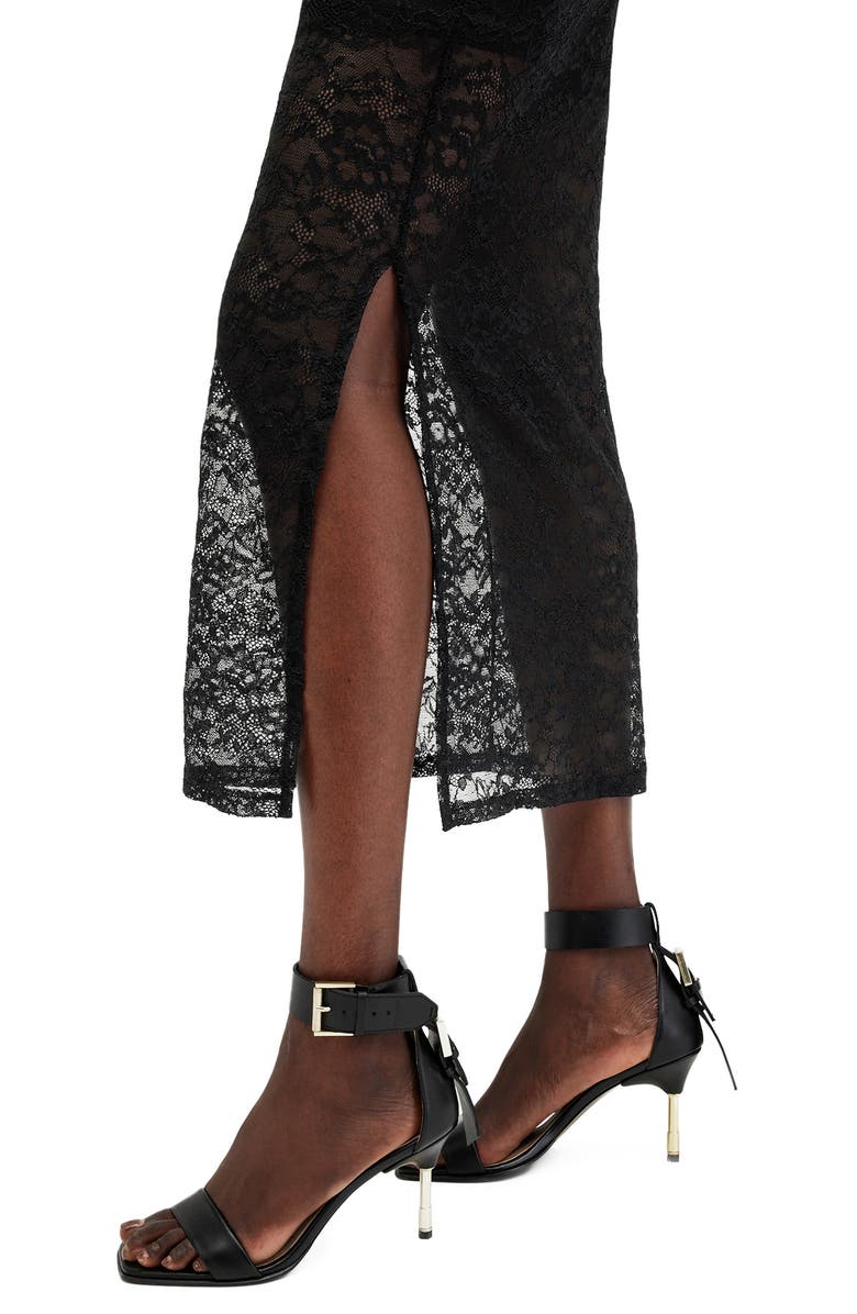 AllSaints Edana Long Sleeve Lace Dress, Alternate, color, Black