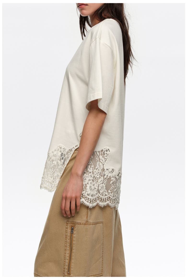 Oversize Lace T-Shirt, Alternate, color, IVORY