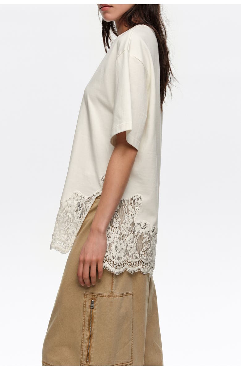 Bimba y Lola Oversize Lace T-Shirt, Alternate, color, Ivory