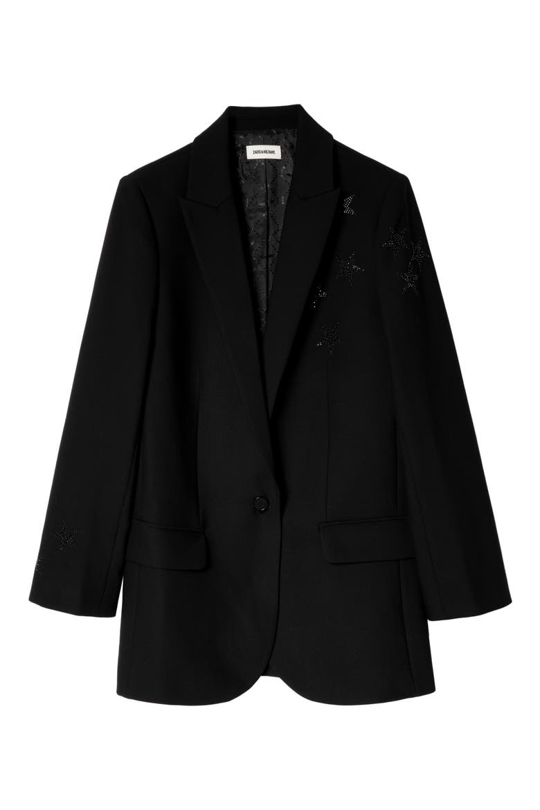 Viva Rhinestone Star Jacket, Alternate, color, NOIR