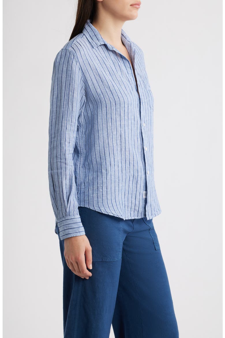 Relaxed Button-Up Shirt, Alternate, color, BLUE NAVY STRIPE