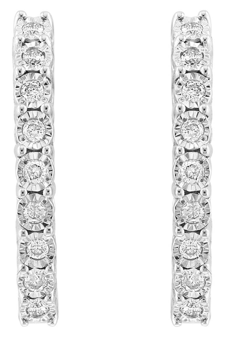 Sterling Silver Diamond Huggie Hoop Earrings - 0.18 ctw., Alternate, color, WHITE