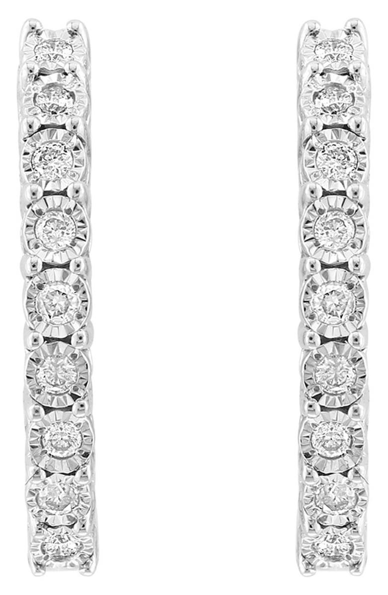 EFFY Sterling Silver Diamond Huggie Hoop Earrings - 0.18 ctw., Alternate, color, White