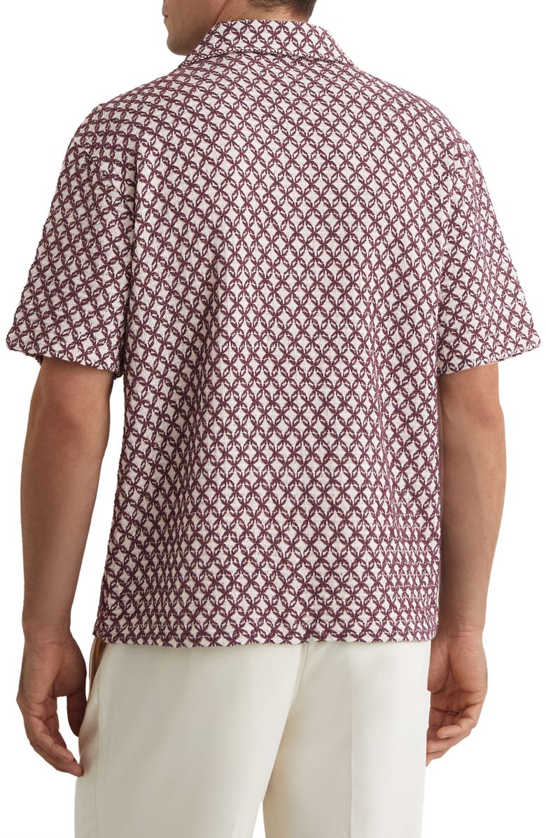 Reiss Mill Textured Short Sleeve Button-Up Shirt, Alternate, color, Rust Red