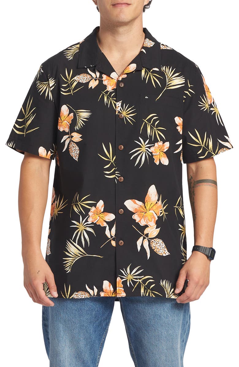 Quiksilver Tropical Floral Camp Shirt, Main, color, 