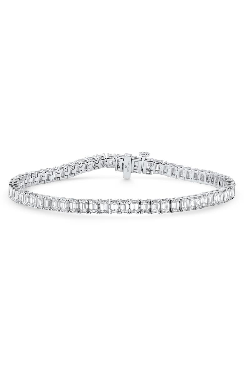12.25Ct Emerald Cut Diamond Tennis Bracelet 7" 14k Gold Lab Grown, Alternate, color, 14k White Gold