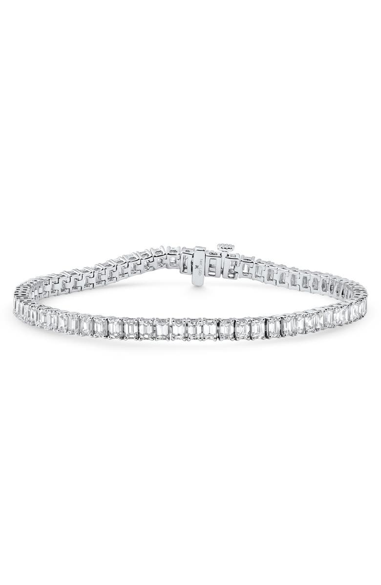 Bliss Diamond 7Ct Emerald Cut Diamond Tennis Bracelet 7" 14k Gold, Alternate, color, 14K White Gold