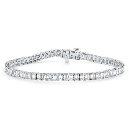 Bliss Diamond 7ct Emerald Cut Diamond Tennis Bracelet 7" 14k Gold In Metallic