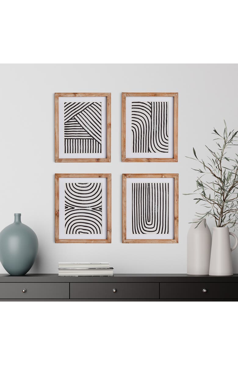 Napa Home & Garden Achromatic Linear Petite Prints Set of 4, Alternate, color, Black